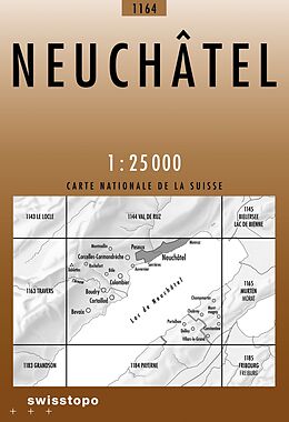 gefaltete (Land)Karte 1164 Neuchâtel von Bundesamt für Landestopografie swisstopo