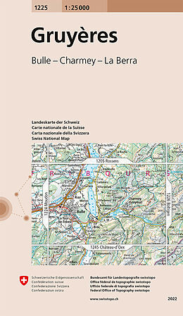 gefaltete (Land)Karte 1225 Gruyères von 