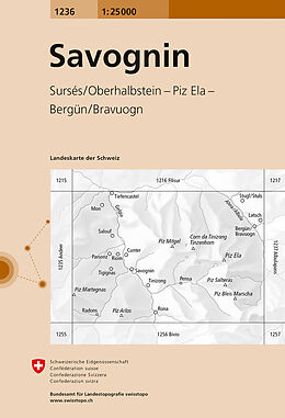 gefaltete (Land)Karte 1236 Savognin von Bundesamt für Landestopografie swisstopo