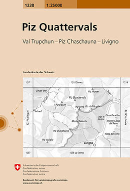 gefaltete (Land)Karte 1238 Piz Quattervals von Bundesamt für Landestopografie swisstopo