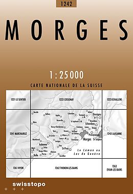 gefaltete (Land)Karte 1242 Morges von 