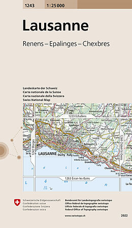 gefaltete (Land)Karte 1243 Lausanne von Bundesamt für Landestopografie swisstopo
