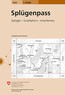 gefaltete (Land)Karte 1256 Bivio von Bundesamt für Landestopografie swisstopo