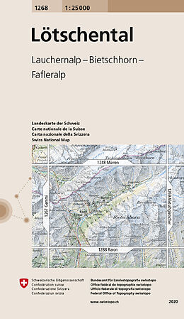gefaltete (Land)Karte 1268 Lötschental von Bundesamt für Landestopografie swisstopo