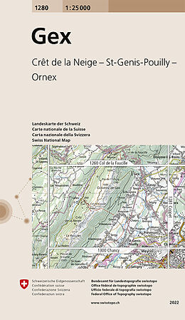 gefaltete (Land)Karte 1280 Gex von 