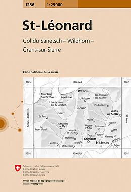 gefaltete (Land)Karte 1286 St-Léonard von Bundesamt für Landestopografie swisstopo