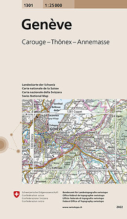 gefaltete (Land)Karte 1301 Genève von Bundesamt für Landestopografie swisstopo