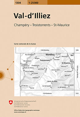 gefaltete (Land)Karte 1304 Val-d'Illiez von Bundesamt für Landestopografie swisstopo