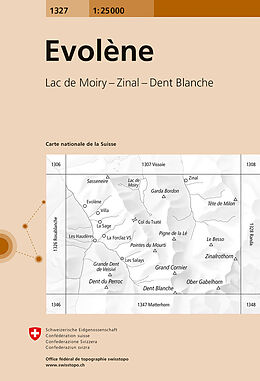 gefaltete (Land)Karte 1327 Evolène von Bundesamt für Landestopografie swisstopo
