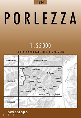 gefaltete (Land)Karte 1334 Porlezza von Bundesamt für Landestopografie swisstopo