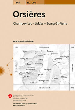 gefaltete (Land)Karte 1345 Orsières von 