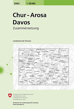 gefaltete (Land)Karte 5002 Chur - Arosa - Davos von Bundesamt für Landestopografie swisstopo