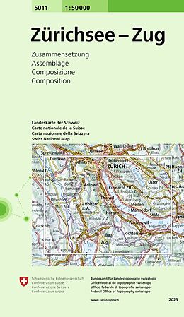 gefaltete (Land)Karte 5011 Zürichsee - Zug von Bundesamt für Landestopografie swisstopo