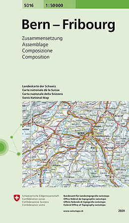 gefaltete (Land)Karte 5016 Bern - Fribourg von Bundesamt für Landestopografie swisstopo
