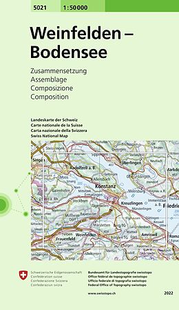 gefaltete (Land)Karte 5021 Weinfelden - Bodensee von 