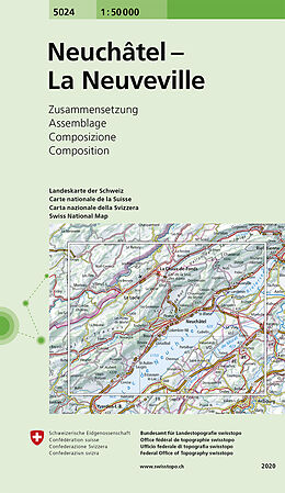 Carte (de géographie) pliée Neuchâtel, Les Verrières, La Neuveville 50000 de Bundesamt für Landestopografie swisstopo