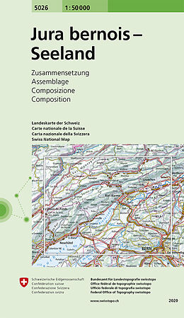 gefaltete (Land)Karte 5026 Jura bernois - Seeland von Bundesamt für Landestopografie swisstopo