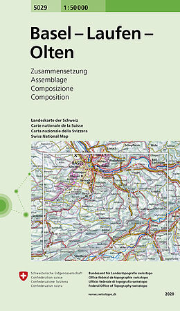gefaltete (Land)Karte 5029 Basel - Laufen - Olten von 