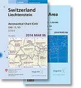 gefaltete (Land)Karte Aeronautical Chart ICAO Switzerland - Liechtenstein / Aero Chart ICAO Zurich Area + Geneva von 