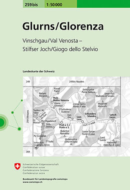 gefaltete (Land)Karte 259bis Glurns/Glorenza von Bundesamt für Landestopografie swisstopo