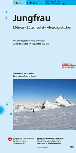 gefaltete (Land)Karte 264S Jungfrau Schneesportkarte von Bundesamt für Landestopografie swisstopo