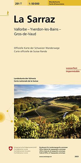 gefaltete (Land)Karte La Sarraz 50000 von Bundesamt für Landestopografie swisstopo