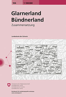 gefaltete (Land)Karte 106 Glarnerland - Bündnerland von 