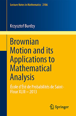 Couverture cartonnée Brownian Motion and its Applications to Mathematical Analysis de Krzysztof Burdzy