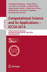 Couverture cartonnée Computational Science and Its Applications - ICCSA 2014 de 