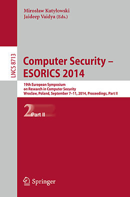 Kartonierter Einband Computer Security - ESORICS 2014 von 