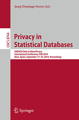Kartonierter Einband Privacy in Statistical Databases von 
