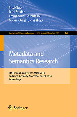 Couverture cartonnée Metadata and Semantics Research de 