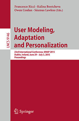 Kartonierter Einband User Modeling, Adaptation and Personalization von 