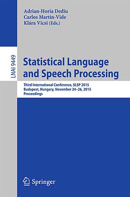 E-Book (pdf) Statistical Language and Speech Processing von 