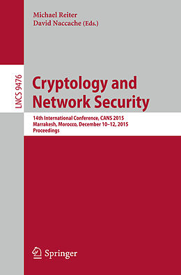 Couverture cartonnée Cryptology and Network Security de 