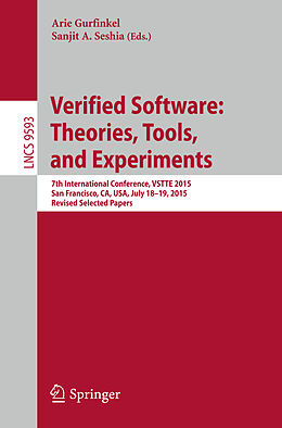E-Book (pdf) Verified Software: Theories, Tools, and Experiments von 