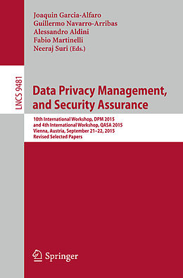 Kartonierter Einband Data Privacy Management, and Security Assurance von 