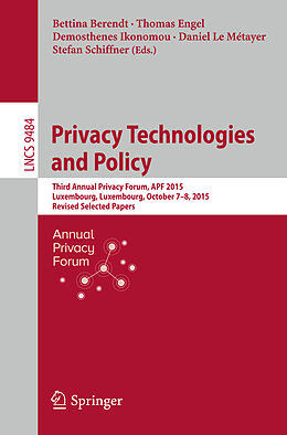 Kartonierter Einband Privacy Technologies and Policy von 