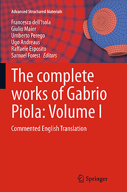 Kartonierter Einband The complete works of Gabrio Piola: Volume I von 