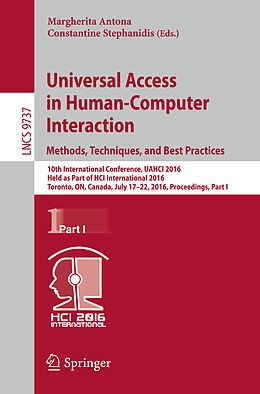 Kartonierter Einband Universal Access in Human-Computer Interaction. Methods, Techniques, and Best Practices von 