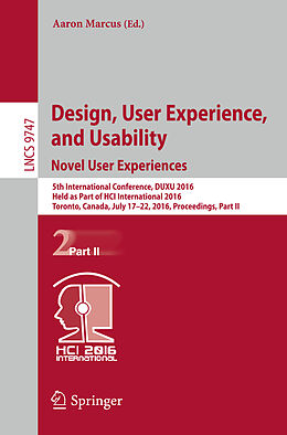 Kartonierter Einband Design, User Experience, and Usability: Novel User Experiences von 