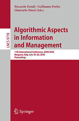 Kartonierter Einband Algorithmic Aspects in Information and Management von 