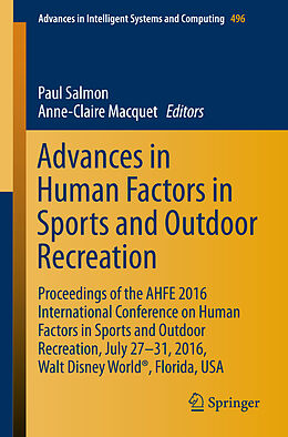 Couverture cartonnée Advances in Human Factors in Sports and Outdoor Recreation de 