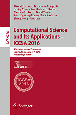 Kartonierter Einband Computational Science and Its Applications - ICCSA 2016 von 