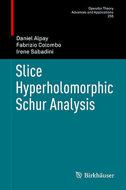 Fester Einband Slice Hyperholomorphic Schur Analysis von Daniel Alpay, Irene Sabadini, Fabrizio Colombo