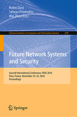 Couverture cartonnée Future Network Systems and Security de 