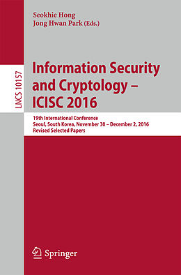 Kartonierter Einband Information Security and Cryptology   ICISC 2016 von 