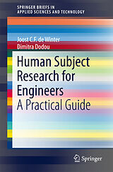 Couverture cartonnée Human Subject Research for Engineers de Dimitra Dodou, Joost C. F. De Winter