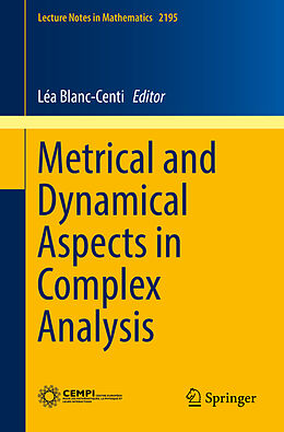 Couverture cartonnée Metrical and Dynamical Aspects in Complex Analysis de 