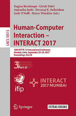 Kartonierter Einband Human-Computer Interaction   INTERACT 2017 von 